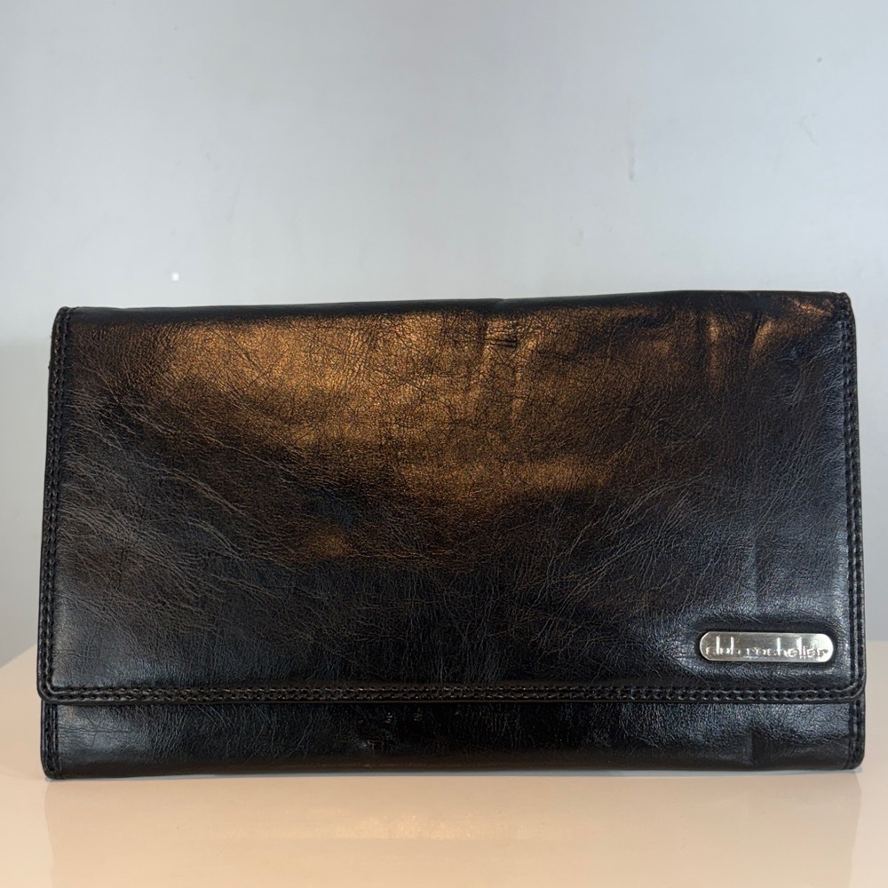 Vintage Club Rochelier Leather Passport Organizer / Travel Wallet black
